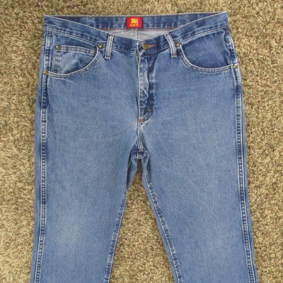 Wrangler Jeans Men's 38x30 Medium Wash Cowboy Cut Slim Premium Performance Denim - Picture 3 of 7